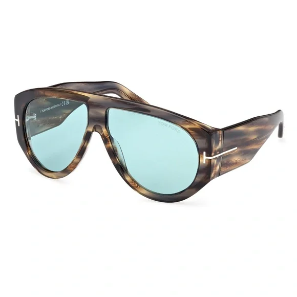 Tom Ford BRONSON Striped Brown Blue Sunglasses 60mm NWT - Picture 5 of 10